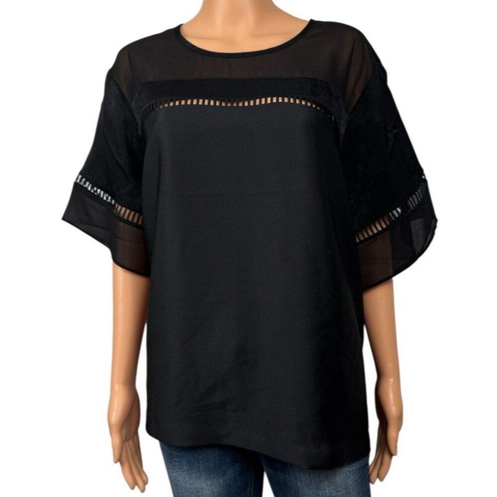 DKNY Womens 2X Black Blouse Shirt Dressy Fashion Casual Work Office XX-Large New